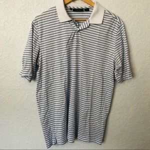 Bobby Jones Mens Short Sleeve Golf Polo Blue White Stripe 100% Cotton Medium